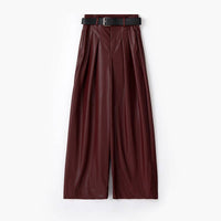 Suit Wide-leg Leather Pants Women's High Waist Loose
