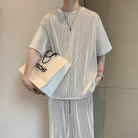 Men's Trendy Hong Kong-style Casual Viscose Short-sleeve Set