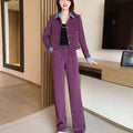 Women's Autumn New Fake Two-Piece Long-Sleeve Wide-Leg Pants Set