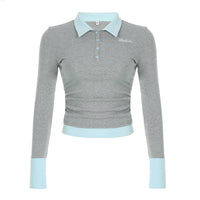 Women's Stitching Half Breasted Knitted Top