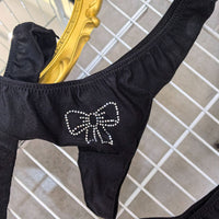 Rhinestone T-back Hot Drilling Ice Silk Satin Underwear
