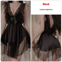Deep V Pajamas Plus Size Mesh Nightdress Backless