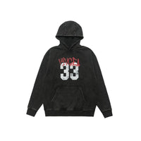 New Retro Digital Printing Washed Old Hooded Fleece Lined Sweater Men