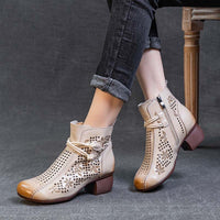 Soft Bottom Soft Surface Retro Female Boots Hole Shoes