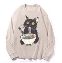 Washed-and-aging Long-sleeve Drawstring Pure Cotton In Color