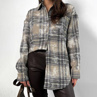 Retro Loose Brushed Plaid Shirt