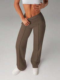 Womens Pants Straight-Leg Slim-Fit All-Match Solid-Colored Casual Trousers For Bold Girls