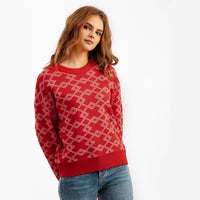 Jacquard Long-sleeved Sweater Loose Round Neck Western Style