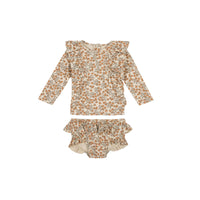 Girls' Sunscreen Long Sleeve Split Sling Swimsuit