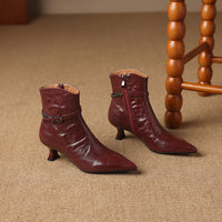 Womens French-style Pointed-toe Stiletto Ankle Boots