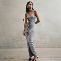 Womens Fashionable Sexy Off-Shoulder Waist-Cinching Dress