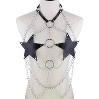 Leather Pentagram Chest Belt Body Chain