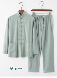 Cotton And Linen Tang Suit Vintage Loose Set