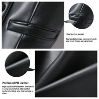 Leather Coat Western Style Double Breasted Vest Short Slim Fit Slimming