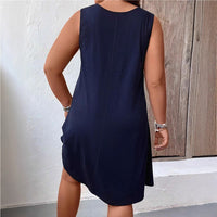 Lace-up Loose Sleeveless Vest Dress Casual Front Tie Design