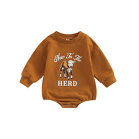 Boys And Girls Simple Printed Round Neck Long Sleeve Triangle Romper