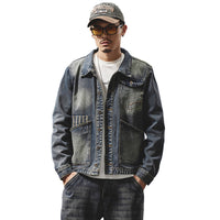 American Retro Embroidered Denim Coat Men's Jacket