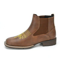 Embroidered Slip-on Chelsea Boots Men's Martin Boots
