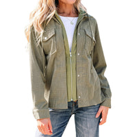 Women's Solid Color Minimalist Texture Hooded Jacket