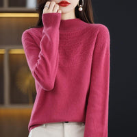 Hollow Wool Base Shirt Women's Clothing Half-collar Wool Sweater