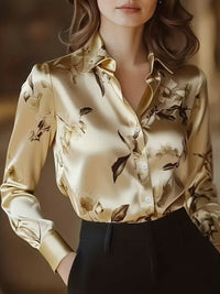 Modern Satin Elegant Printed Shirt In White