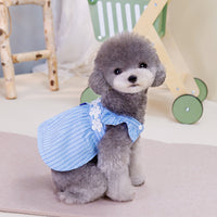 Pet Puppy Vertical Stripe Clothes Princess Dress