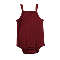 Solid Color Short Climbing Sleeveless Hidden Hook Open Cotton Rompers