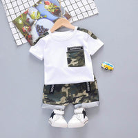 Summer New Boys' Western Style Camouflage Short Sleeve Suit