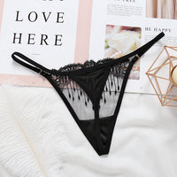 Sexy Strip Transparent Embroidered Women's Underwear Ultra-thin
