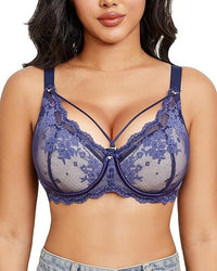 Sexy Lace Has Steel Ring Big Breast Small Push-up Adjustable Plus Size Bra