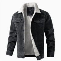 Corduroy Lapel Long Sleeve Plush Jacket Coat