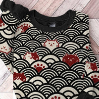 Digital-print Crewneck Long-sleeve Hoodie