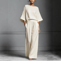 Womens Fashionable And Elegant Flared-Sleeve Linen Suit