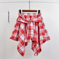 College Style Plaid Irregular Dance Skirt
