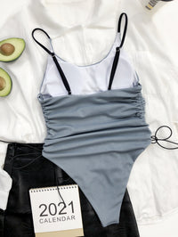 One Piece Swimsuit With Integrated Drawstring