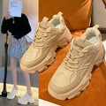 Light Platform Platform Round Toe Lace-Up Sneakers