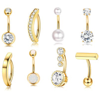 Stainless Steel Belly Button Ring Set Of 8 Pieces