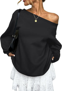 Sweaters Women's Clothing Solid Color Diagonal Collar