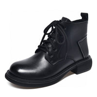 Real Soft Leather Platform Martin Boots Women's Autumn And Winter New Non-slip Western Style Slip-on Casual