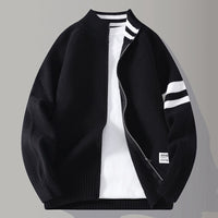 Mens Thermal Knitted Jacket With A Mock Neck And Long Sleeves
