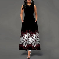 Womens Printed Crew-Neck Sleeveless Tank Dress