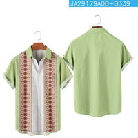 Summer Stripes Floral 3D Printed Short Sleeve Fashion Polo Collar Men's Pocket Shirt