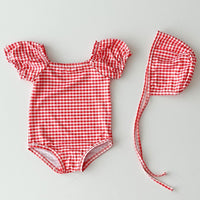Girls' Baby Bubble Sleeve Printed One-piece Swimsuit