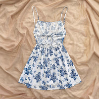 Womens Waist-Cinching Figure-Lifting Floral Sleeveless Slip Dress