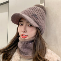 Ladies Rabbit Fur Plus Velvet Knitted Hat