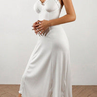 Womens Casual Lace-trimmed Long Slip Dress For Loungewear