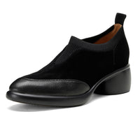 Soft Suede Chunky-heel Pumps With A Low Cut And A Single Strapa Mary Jane Style