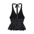 Fashion Casual Slim-fit Polka Dot Halter Tie-back Backless Camisole Top For Women