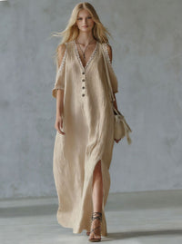 New Lace-trimmed Loose-fit Womens Casual Dress