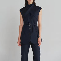 New Autumn Sleeveless Cross-Design Statement Vest Jacket